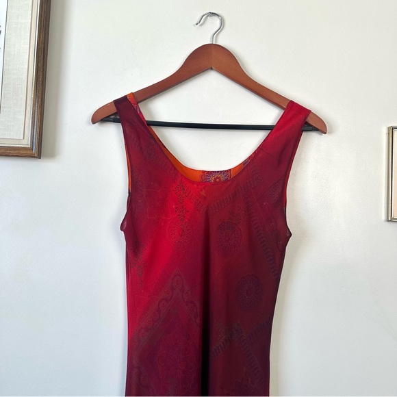 Vintage 90’s Reversible Abstract Orange & Red Floral Fairy Dress - Picture 8 of 10